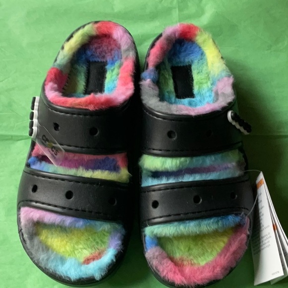 🌈 CROCS CLASSIC COZZZY SPRAY DYE SANDALS 🌈 NWT 🌈 - Picture 12 of 16